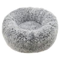 Rosewood Dog Bed Stylish Round Silver Fluff Non Slip Base Puppy Cat Pet Sleeping