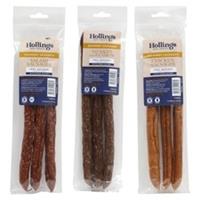 Hollings Sausages 3pk Dog Treat Chicken Meat Salami Venison Training Chew Reward