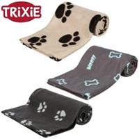 Trixie Dog Barney Blanket with Paw Bone Print Design Washable Fleece Pet Cover