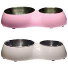 Catit Cat Bowl Food & Water Double Diner Twin Dish Pink or White Dishwasher Safe