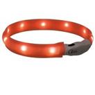 USB Dog Collar Trixie Adjustable Flash Light Band Orange Flashing Luminous Ring