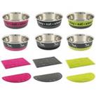 Ancol Dog Bowl Stainless Steel Fusion Puppy Food & Water Dish or PVC Feeding Mat