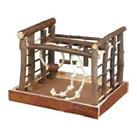 Trixie Natural Wooden Bark Bird Perch and Swing Toy Playground with Ladders