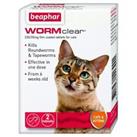 Beaphar WORMclear Cat Worming Tablets 2 Tabs, Roundworm Tapeworm Kitten One Dose