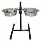 Happy Pet Adjustable Double Diner Dog Puppy Food Water Bowl Elevated Dish Stand