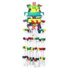 Large Bird Toy Raindrop Parrot 100cm Wooden Blocks Rope & Beads Hanging Cage Fun
