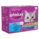 Whiskas 1+ Adult Cat Food Fish Favourites Mixed Wet Pouches in Jelly 12 x 85 g
