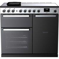 Rangemaster EDDL100EIGBLKCM1 Edge Deluxe 100 Induction Range Cooker - Black Glass with Chrome Trim