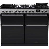 Rangemaster EDDLB110DFGBLKCM Edge Deluxe 110 Dual Fuel Range Cooker - Black with Chrome Trim