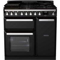 Rangemaster ESDL90DFPGBLCM1 Estel Deluxe 90 Dual Fuel Gloss Black - with Chrome Trim