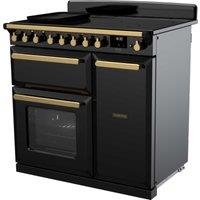 Rangemaster Estel Deluxe ESDL90EIP 90cm Induction Range Cooker - Gloss Black & Brass