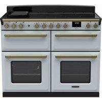 Rangemaster ESDLB110EIPMSBAB Estel Deluxe 110 Induction Range Cooker - Misty Blue with Antique Brass Trim