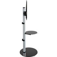 FSL600ENSB Eno 60cm Pedestal TV Stand with Shelf - Glass