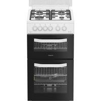 Hotpoint HDG5GCW Double Oven Cooker with 4 Gas Burner Hobs - White