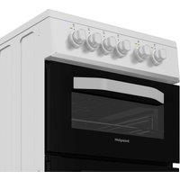 Hotpoint HTE5VCW Twin Cavity Electric Cooker with 4 Ceramic Hobs - White