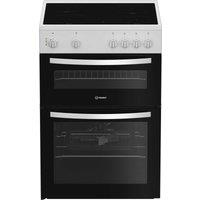 Indesit ITE6VMW Twin Cavity Electric Cooker with 4 Zone Ceramic Hob - White