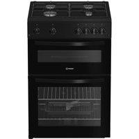 Indesit ITG6GB 60cm Gas Twin Cavity Cooker with 4 Gas Buner Hob - Black