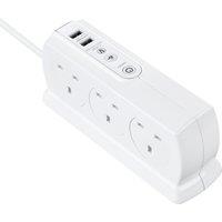Masterplug SRGDSU62PW 6 Socket Extension Lead with 2 USB Ports
