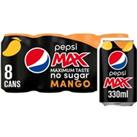 Pepsi Max Mango No Sugar Cola Cans 8 x 330ml