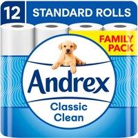 Andrex Classic Clean Toilet Tissue Standard Rolls 12 Rolls