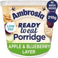 Ambrosia Ready to Eat Porridge Oat Cereal Pot Apple & Blueberry Layer 210g