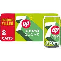 7UP Zero Sugar Free Lemon & Lime Cans 8 x 330ml