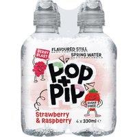 Pop + Pip Strawberry & Raspberry Flavoured Still Spring Water 4 x 330ml