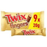 Twix Caramel & Milk Chocolate Fingers Biscuit Snack Bars Multipack 9 x 20g