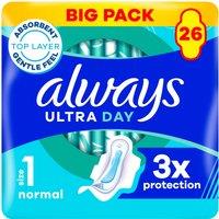 Always Ultra Day Sanitary Towels Normal (Size 1) With Wings 26 Pads