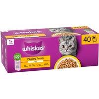 WHISKAS 1+ POULTRY Feasts Wet Cat Food Pouches in Jelly 40 x 85g