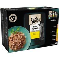 Sheba Fine Flakes Adult Cat Food Pouch Poultry Selection in Jelly 12 x 85g