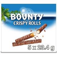 Bounty Crispy Rolls Coconut & Milk Chocolate Bars 5 x 23.4g