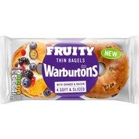 Warburtons 4 Soft & Sliced Fruity Thin Bagels with Orange & Raisin