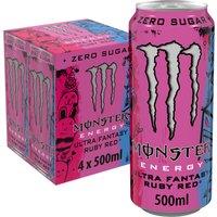 Monster Energy Drink Ultra Fantasy Ruby Red Zero Sugar 4 x 500ml