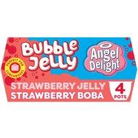 Angel Delight Bubble Jelly Strawberry Jelly and Strawberry Boba Dessert Snack Pot x4