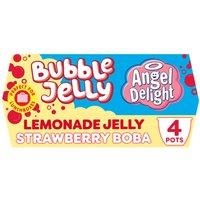 Angel Delight Lemonade Jelly and Strawberry Boba Bubble Dessert Snack Pot x4
