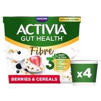 Activia Fibre Berries & Cereals Gut Health Breakfast Yoghurt Multipack 4x115g
