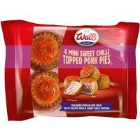 Wall's 4 Mini Sweet Chilli Topped Pork Pies 200g