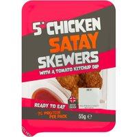 5 Chicken Satay Skewers with a Tomato Ketchup Dip 55g