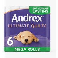Andrex Ultimate Quilts Rolls Toilet Tissue Mega Rolls, 6 Rolls, 235 sheets