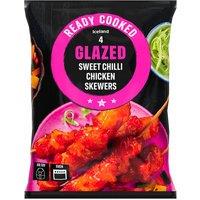 Iceland Ready Cooked 4 Sweet Chilli Glazed Chicken Skewers 340g