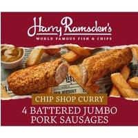 Harry Ramsdens Chip Shop Curry 4 Battered Jumbo Pork Sausages 528g