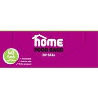 Home 40PK Resealable Food Freezer Bags with Slider approx. 165mm x 190mm