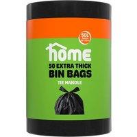 Home 50pk Bin Bags Tie Handle 50L