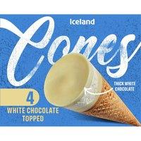 Iceland White Chocolate Flavour Disc Topped Cone 208g (4 x 52g) 360ml (4 x 90ml)