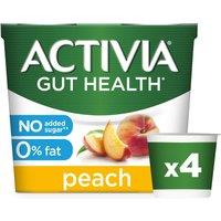 Activia Peach No Added Sugar Fat Free Gut Health Yoghurt Multipack 4x115g