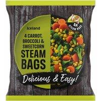 Iceland 4 Carrots, Broccoli & Sweetcorn Steam Bags 640g