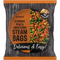 Iceland 4 Carrots, Peas and Sweetcorn Steam Bags 640g