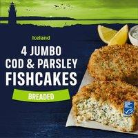 Iceland 4 Jumbo Cod & Parsley Fishcakes 480g