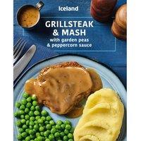 Iceland Grillsteak & Mash with Garden Peas & Peppercorn Sauce 400g